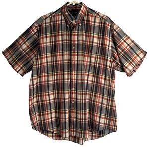Ralph Lauren Mens Short Sleeve Shirt Size L Red Plaid Button Up Black Label